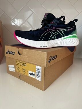 ASICS Dark blue with Pink & Green Rave Women's Running Shoes - so comfortable